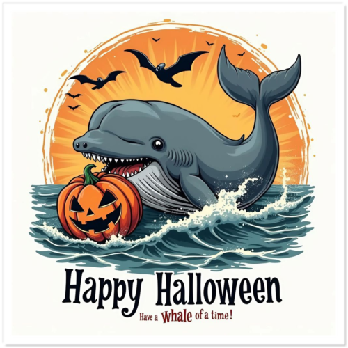 Happy Halloween - Have A Whale Of A Time - 5" Sticker