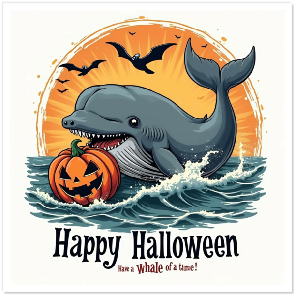 Happy Halloween - Have A Whale Of A Time - 5" Sticker
