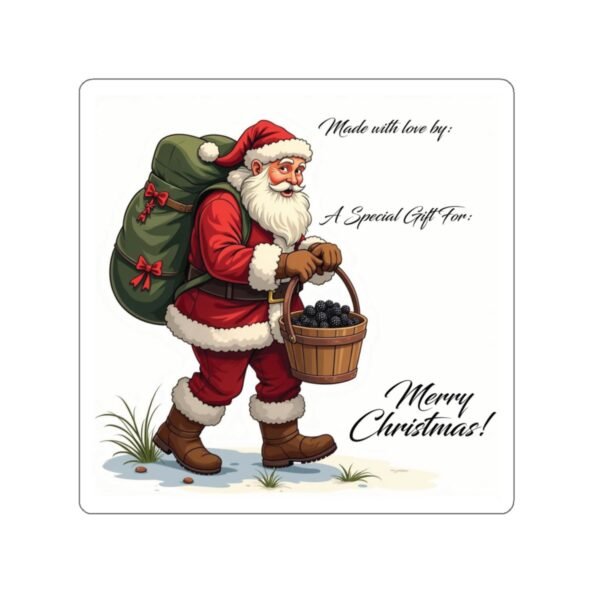 4-inch Sticker for Canning & Packaged Gifts - Santa with Oregon Blackberries
