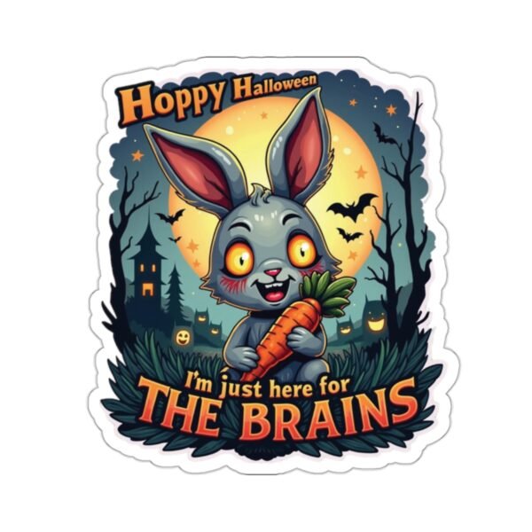Halloween Sticker - 'I'm Just Here For The Brains' 2-inch Glossy Finish