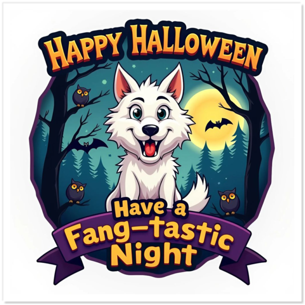 Happy Halloween - Have A Fang-Tastic Night - 5" Sticker