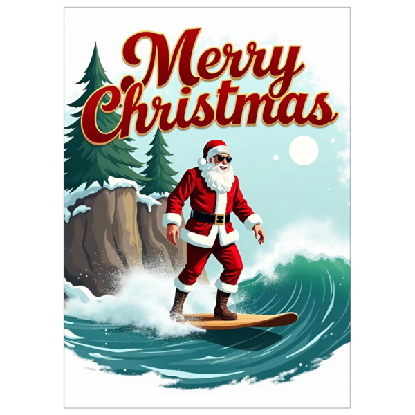 Surfing Santa Christmas Postcard
