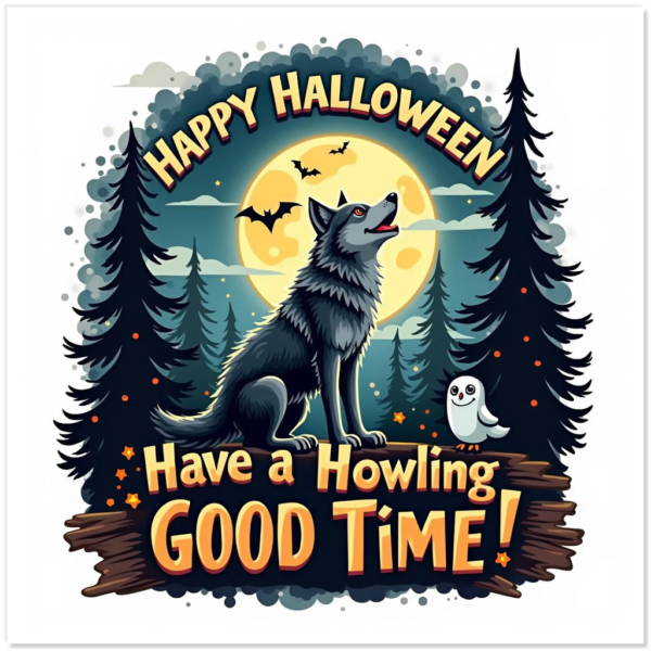 Happy Halloween - Howling Good Time - 5" Sticker