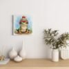 Laid-Back Frog In Striped Beanie On Canvas