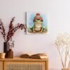 Laid-Back Frog In Striped Beanie On Canvas